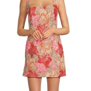 Marchesa Pink and Orange Floral Mini Dress